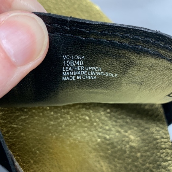 Vince Camuto Lora Leather Ankle Strap Sculpted Heel Sandals Size 10 Black - Picture 7 of 14